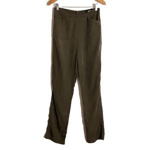 Reformation Women Olive Tencel Front Pockets High Waisted Straight Leg Pants